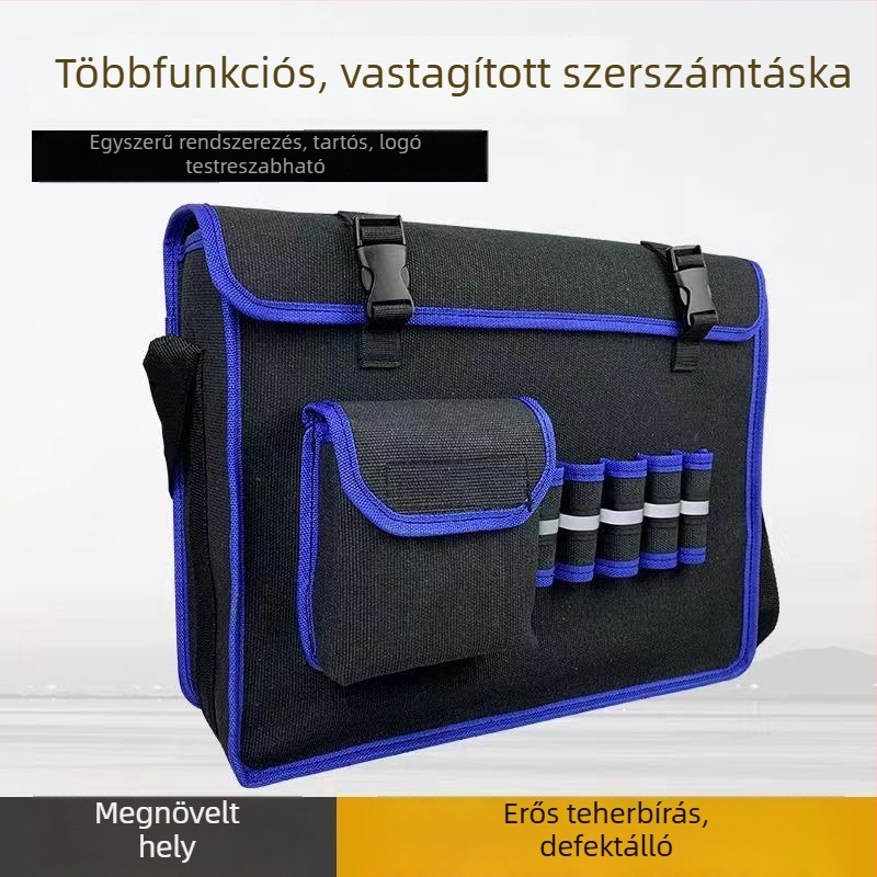 Vászon szerszám-táska, megerősített és kopásálló, kőműveseknek és építőipari munkákhoz, karbantartáshoz, multifunkciós elektromos eszköz-táska