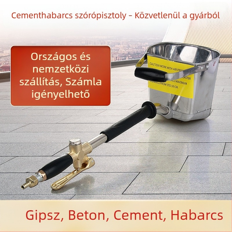 Cement-habarcs permetező pisztoly belső és külső falakhoz, pneumatikus eszköz, automatikus habarcs permetező gép