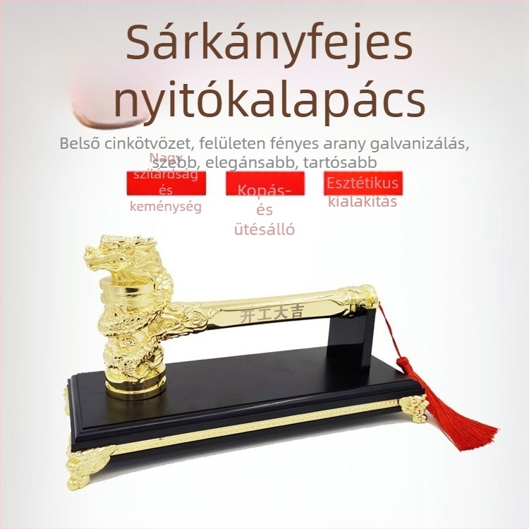Nyitó ceremóniára szánt kalapács talppal, építő- és dekoráló cég számára, logó gravírozás lehetséges