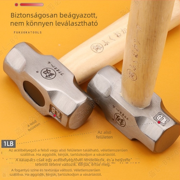 FO-6028B Mini nyolcszögletű kalapács rövid nyélű, fej magas széntartalmú acélból, 1 lb, kézi szerszám