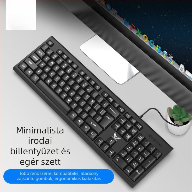 KM100 USB-s kábeles billentyűzet- és egérszett asztali számítógéphez és laptophoz