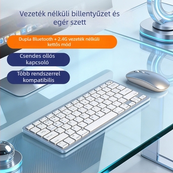 2.4G újratölthető mini vezeték nélküli billentyűzet és egér készlet, 78 gomb, három rendszer, hordozható, csendes iroda, Bluetooth billentyűzet kettős üzemmóddal