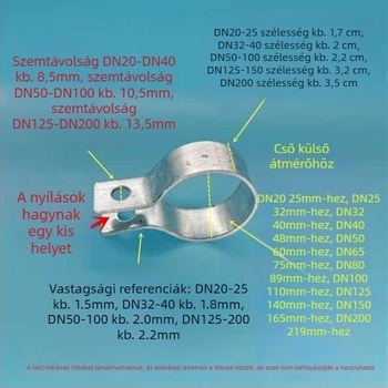 Galvanizált acélcsőbilincs kettős csatolással, vastagabb kivitel, U-alakú akasztó a földeléshez és elektrosztatikus kisüléshez