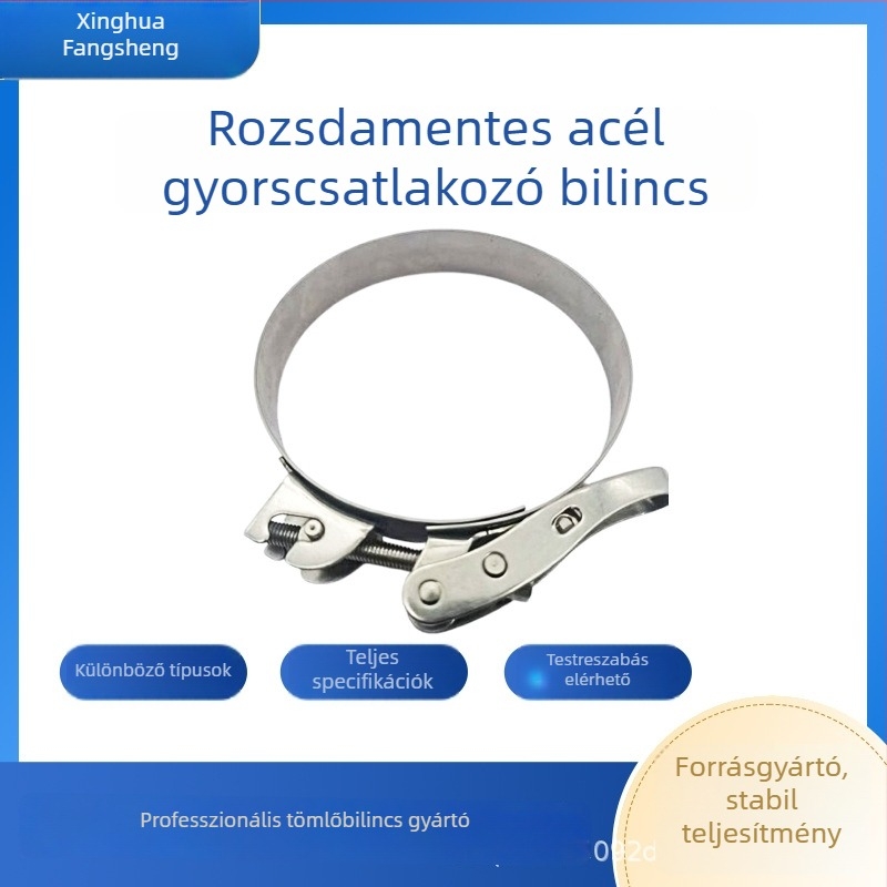 Megvastított rozsdamentes acél gyorscsatlakozó bilincs csövekhez, csőillesztőkhöz, vízálló antiszeizmikus rögzítőelemek