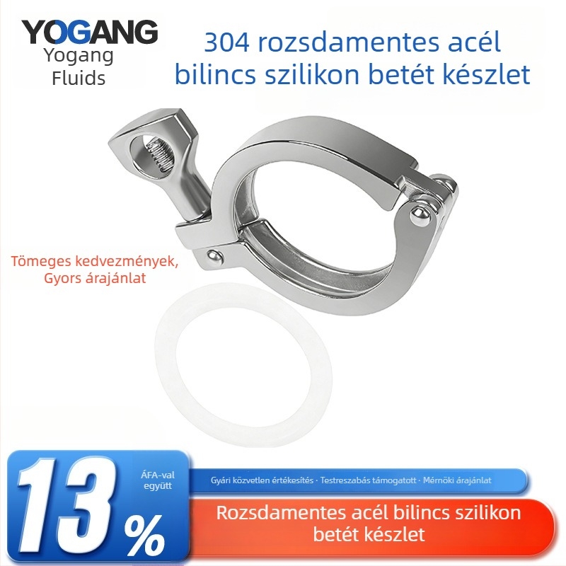 304 rozsdamentes acél gyors csatlakozó bilincs készlet, higiéniai fokozatú bilincs-csatlakozó, terheléses kivitel