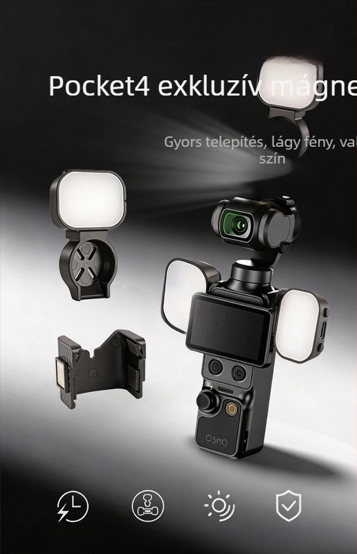 DJI Pocket 4 mágneses fénykészlet, három színhőmérséklettel, hordozható sminkfény akciókamerákhoz