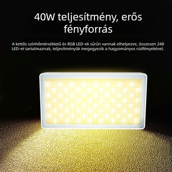 40W-os nagy teljesítményű RGB világítás élő közvetítéshez, hordozható zsebméretű LED a kamera, fotó és telefon számára
