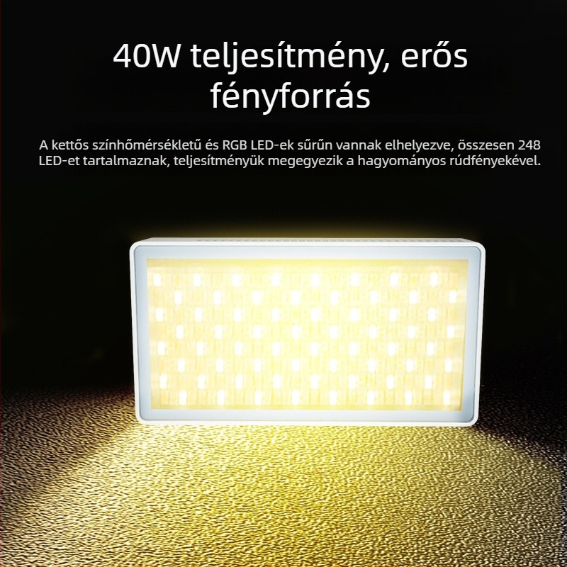 40W-os nagy teljesítményű RGB világítás élő közvetítéshez, hordozható zsebméretű LED a kamera, fotó és telefon számára