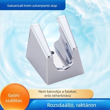 Négyzet alakú zuhanyfej alap, kézi zuhanytartóval és falra szerelhető, króm felület, ABS, modell 019231