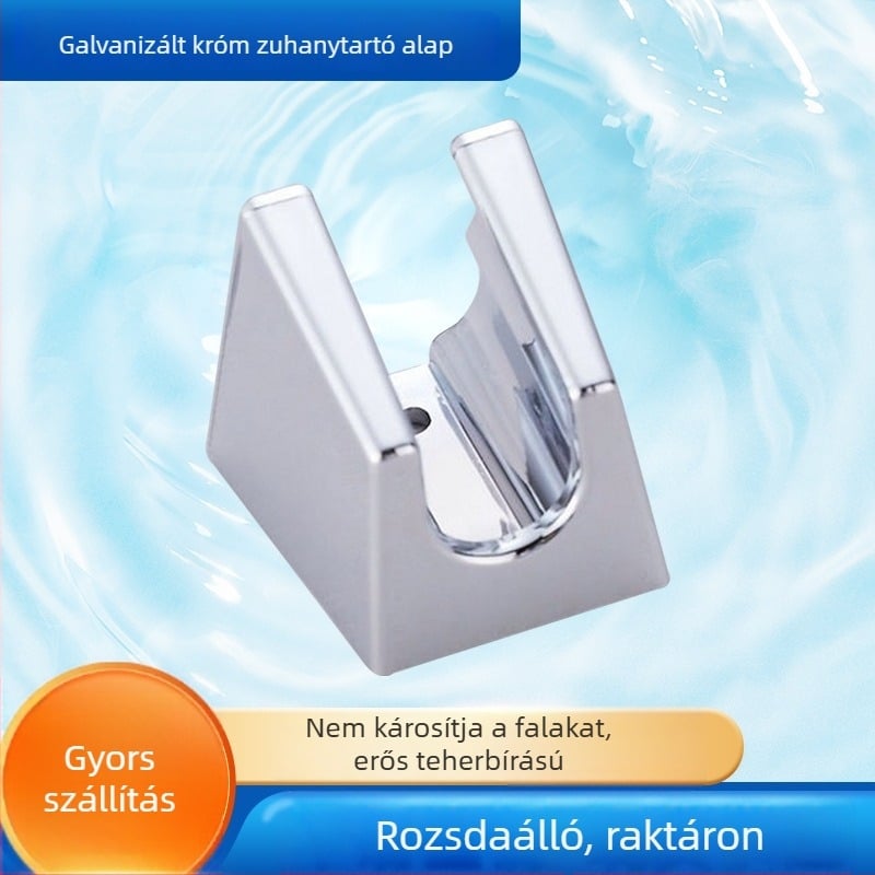 Négyzet alakú zuhanyfej alap, kézi zuhanytartóval és falra szerelhető, króm felület, ABS, modell 019231