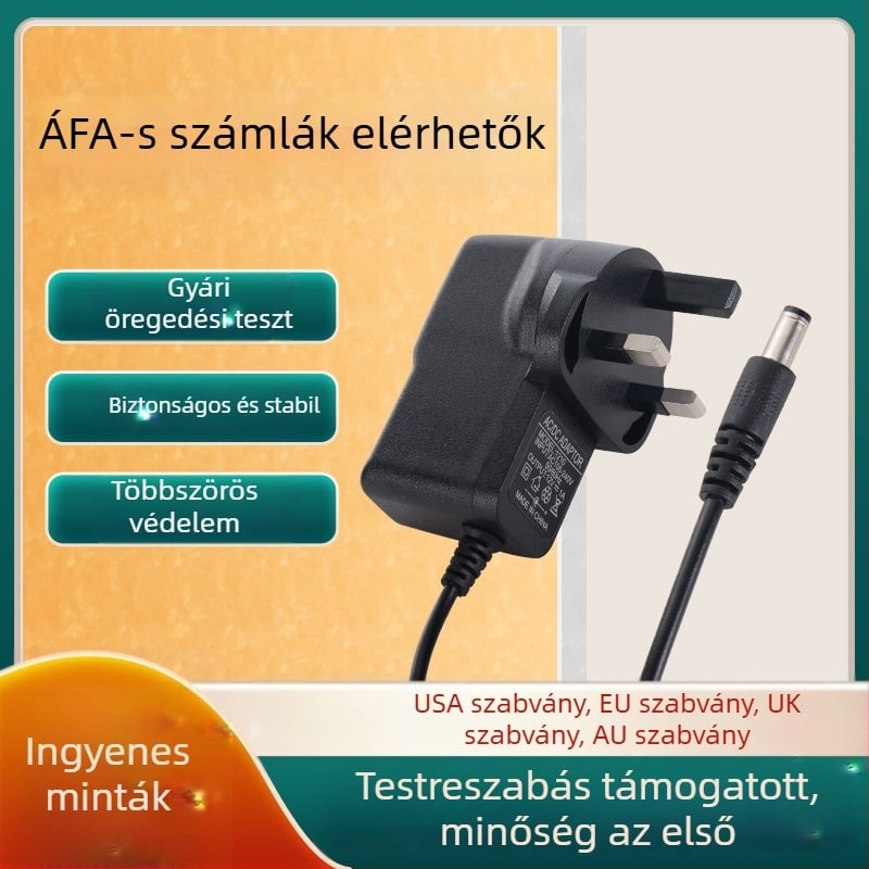Brit szabvány Hongkongi háromszög csatlakozós tápadapter, 5V–24V, 1–2A