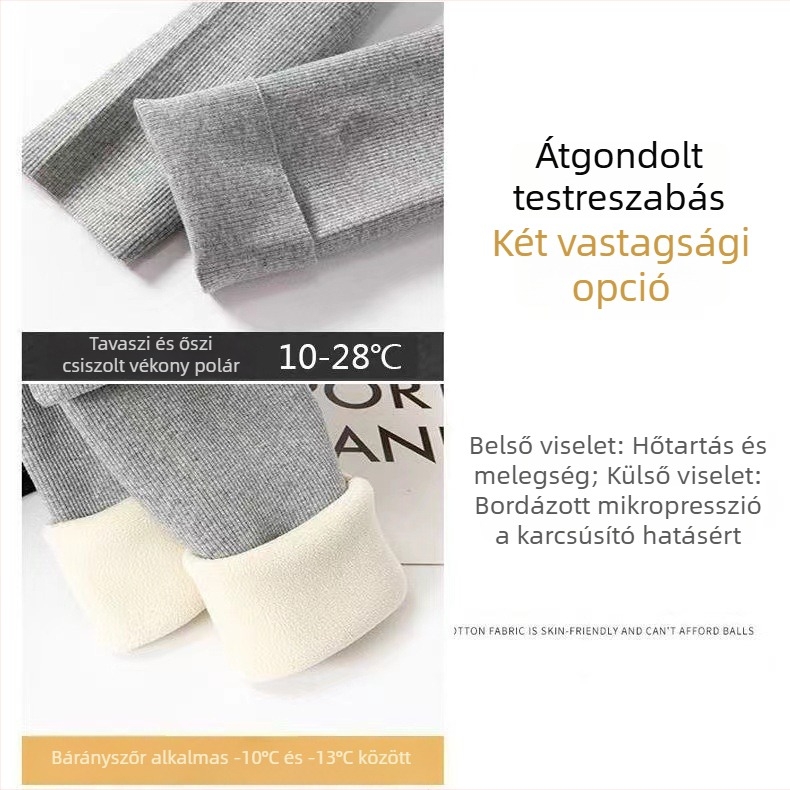 Női fleece-bevonatú leggings őszi-téli viseletre, meleg, karcsúsított fazon, hosszú, bolyhos fleece belső, mindennapi viselet.