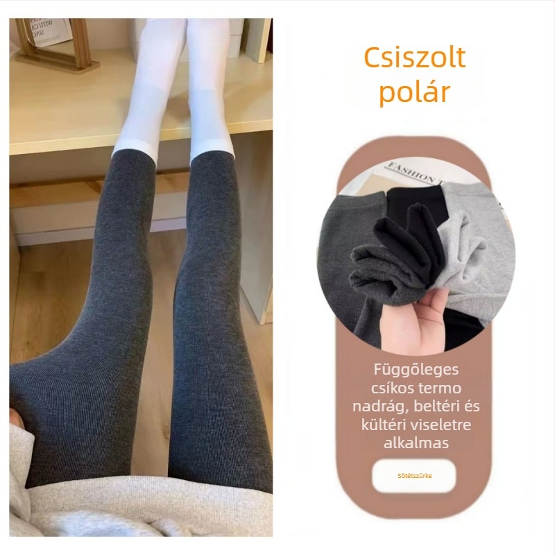 Női fleece-bevonatú leggings őszi-téli viseletre, meleg, karcsúsított fazon, hosszú, bolyhos fleece belső, mindennapi viselet.