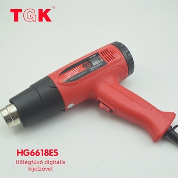 TGK-HG6618ES ipari forró levegős pisztoly digitális hőmérséklet kijelzővel és hőmérséklet-szabályozással, hőzsugorításra, hegesztésre és festékfilmes alkalmazásra
