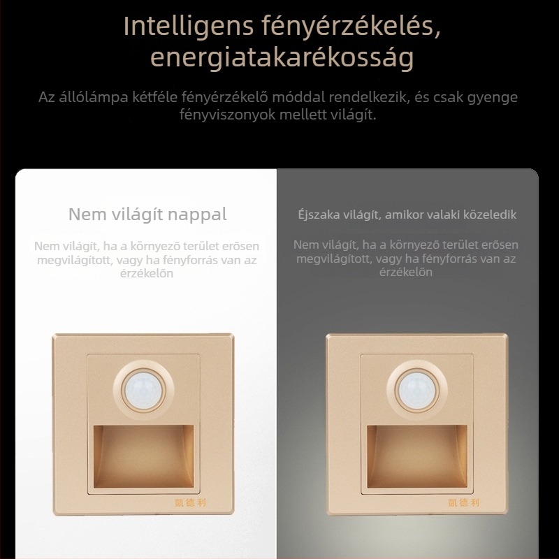 Beépített LED lépcsőfény mozgásérzékelővel és fényérzékelővel