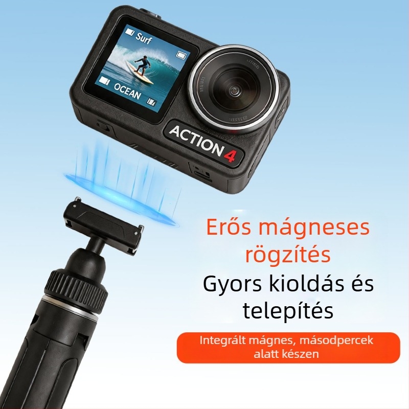 DJI Action6/5Pro/4/3 akciókamerákhoz készült teleszkópos kiterjesztő rúd mágneses gimbal-tartóval