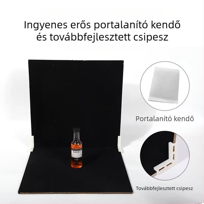 40×40 cm-es velúr fotóháttér, fényt elnyelő anyagú, fekete hátlap