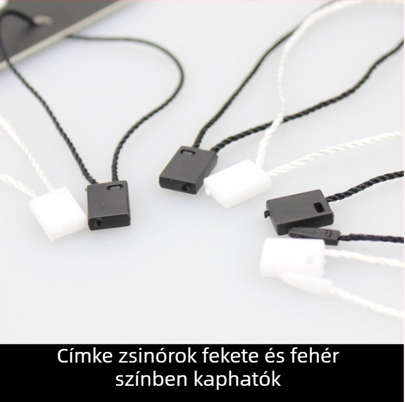 Általános ruhacímke-kötél gyöngyökkel, poliészter fonal, műanyag csat, fekete/fehér