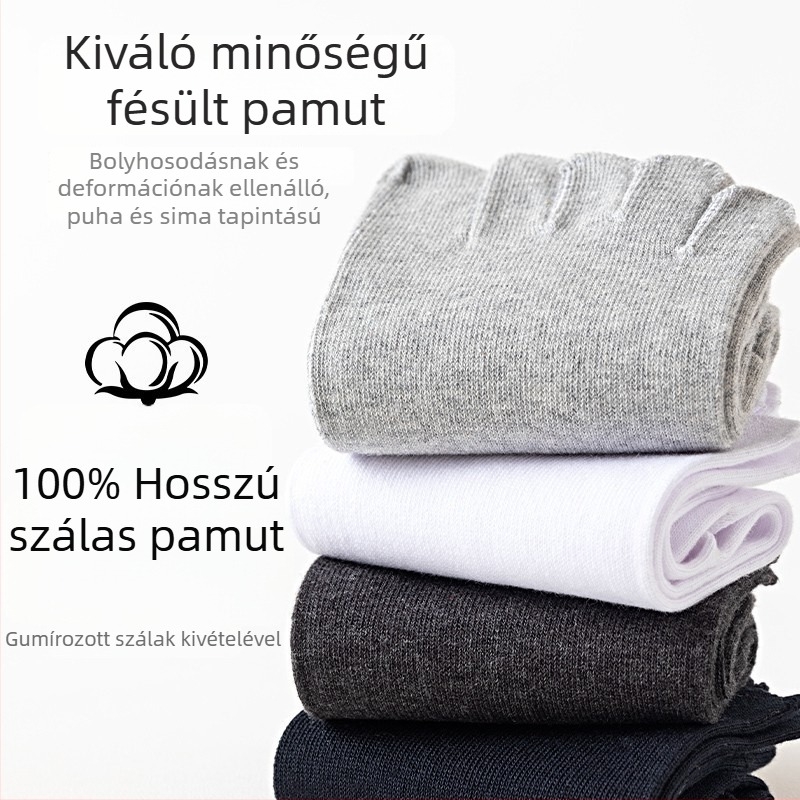 Ötujjú pamut zokni nyárra, lélegző középmagas fazon, sportzokni, antibakteriális, szagtalan, nedvszívó