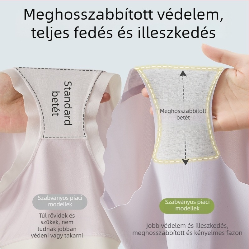 Sima női alsónemű Ice Silk anyagból, magas derekú, antibakteriális terület, plusz méret, nyárra könnyű