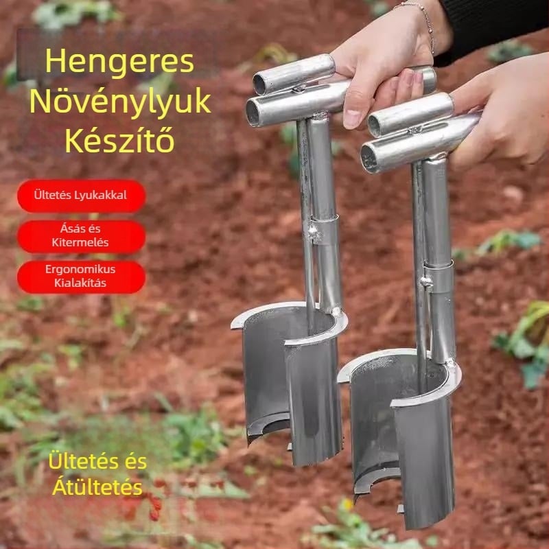 Megerősített palántaültető eszköz, gödörkészítő és talajszedő kanál átültetéséhez kukorica, dinnyék és zöldségek