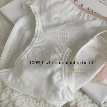 Női pamut alsónemű, A osztály, lélegző, egyszínű, középmagas derék, antibakteriális ágyéki terület