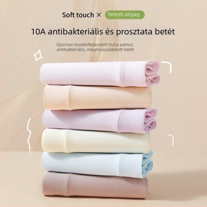 Lyocell női plusz méretű fehérnemű, középső derék a has kontrolljára, 10A antibakteriális, hosszított ágyék, lélegző és bőrbarát