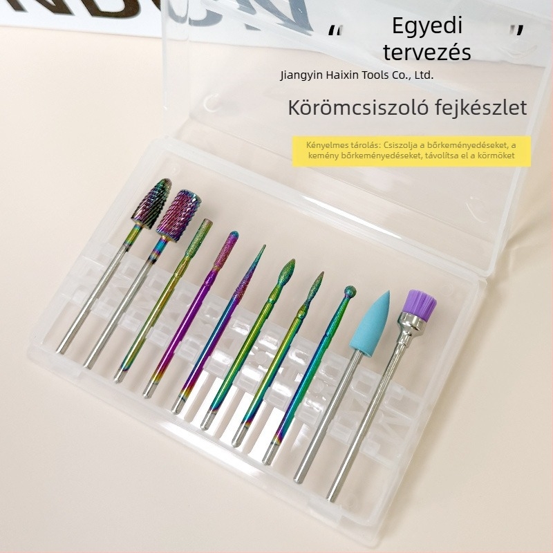 Színes körömpolírozó fej – 10 darabos teljes készlet, előkezelő fejek a halott bőr eltávolításához, wolfram acél körömfejek