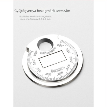 Autókhoz és motorkerékpárokhoz készült gyújtógyertya hézag beállító eszköz, érme alakú mérő 0,6–2,4 mm