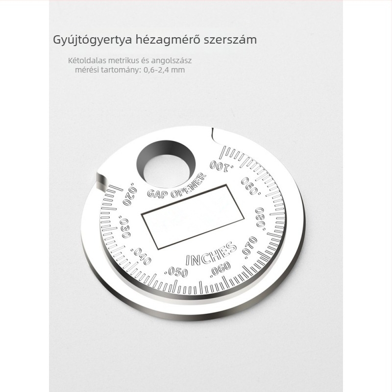Autókhoz és motorkerékpárokhoz készült gyújtógyertya hézag beállító eszköz, érme alakú mérő 0,6–2,4 mm