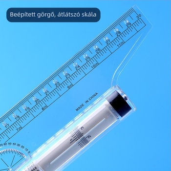 Párhuzamos vonalzó – többfunkciós rajzeszköz szögmérővel és egyensúlyozó görgővel, 15 cm/30 cm
