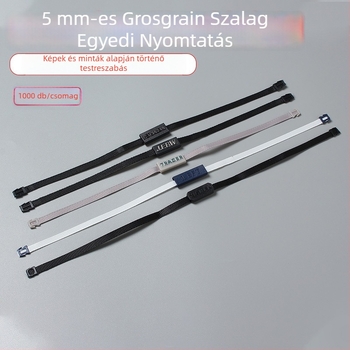 Ruha címke téglalap alakú szalaggal, akasztózsinórral és aranyfóliás logóval