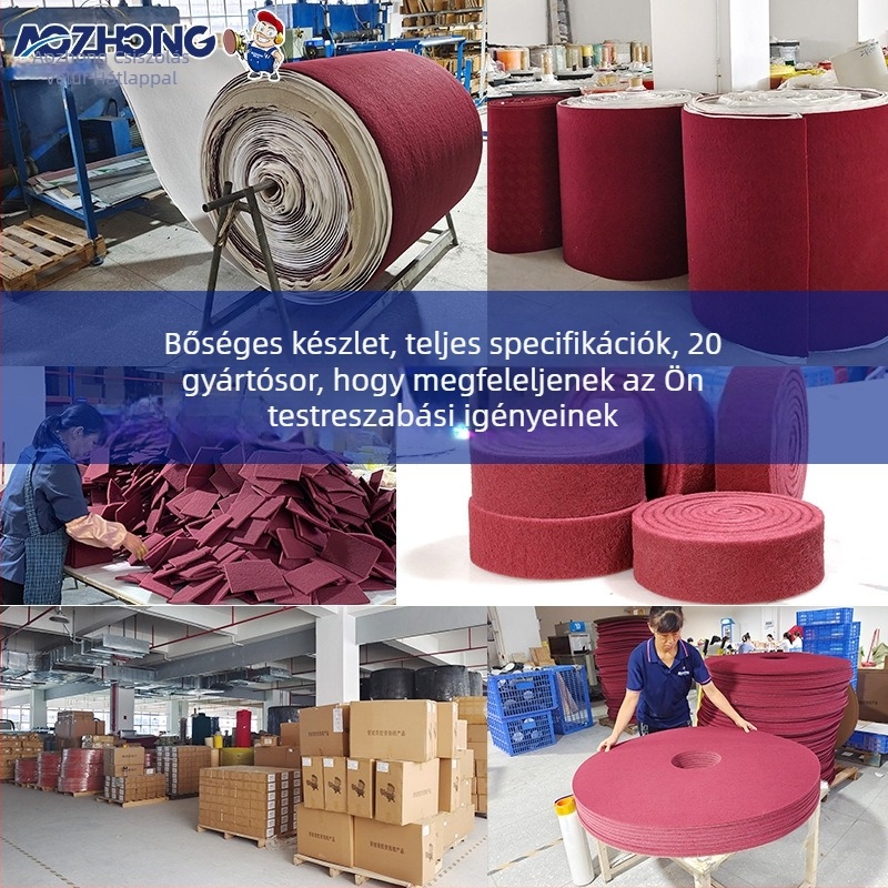 Emery dörzsítő szivacs tekercs, 70 mm széles, piros, rozsdamentes acél edények tisztításához