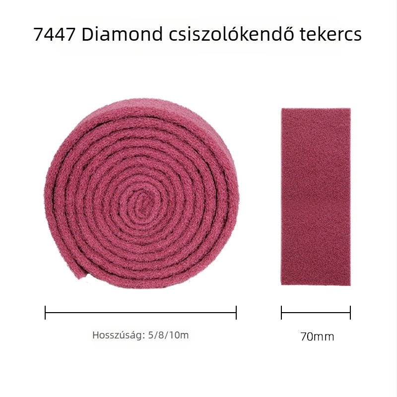 Emery dörzsítő szivacs tekercs, 70 mm széles, piros, rozsdamentes acél edények tisztításához