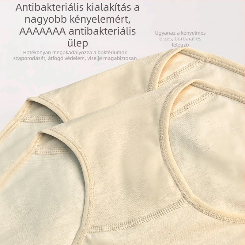 Női pamut magas derekú alsónemű, 19 cm hosszú ágyékrész, 3D domborított mintázat, légáteresztő, hasi kontroll, antibakteriális, nagy méret
