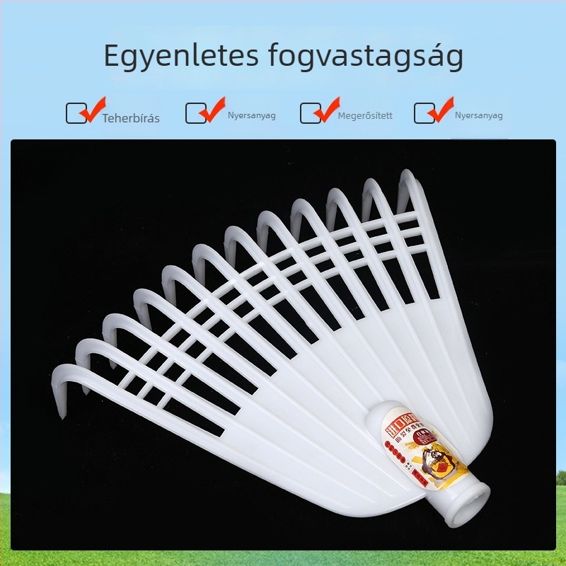 Műanyag kerti gereblye gyephez, virágültetéshez és talaj lazításához