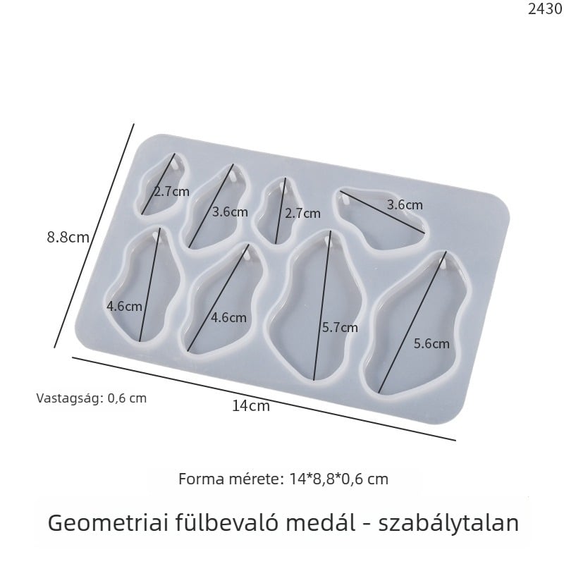 Yu Meiren DIY tükrös epoxigyanta fülbevaló és medál szilikon-minta, geometriai sík formák, kulcstartó