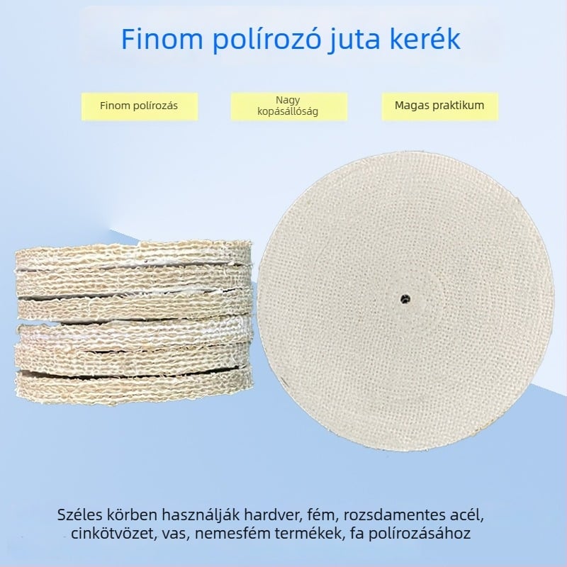 Siszál polírozó kerék fehér vászonból, rozsdamentes acél polírozáshoz, tükrös felület