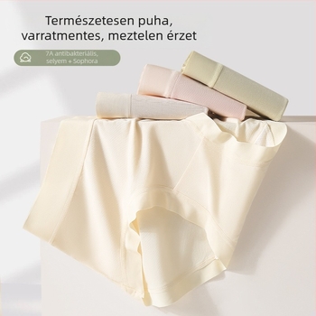 Nud érzetű modal női alsó, varratmentes, 7A antibakteriális, gátvonal betéttel Mulberry selyemből, nyomásmentes, plusz méret, középmagas derekú rövidnadrág