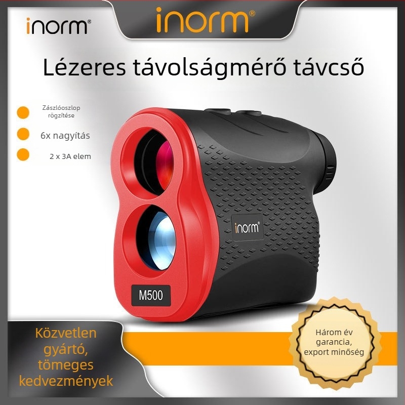 Inorm kézben tartható lézeres távolságmérő távcső golfhoz — magasságmérés, szögmérés, távolságmérés és sebességmérés, több üzemmód