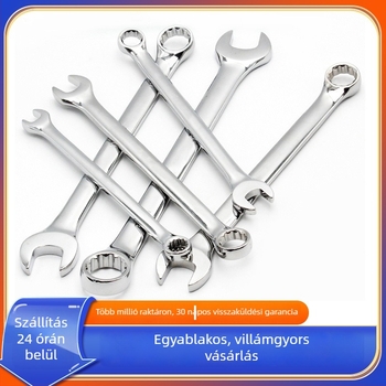Kézi kettős funkciójú kulcs nyitott végű, 12 mm, acélból, autójavítási szerszám, kattogó kulcs