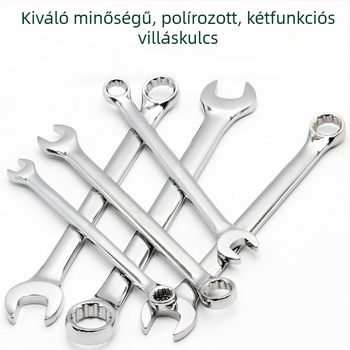 Kézi kettős funkciójú kulcs nyitott végű, 12 mm, acélból, autójavítási szerszám, kattogó kulcs