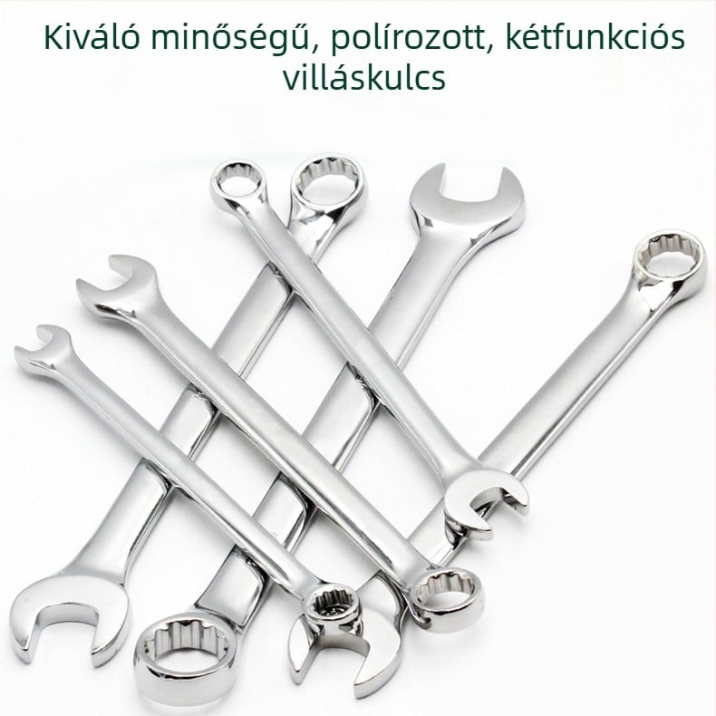 Kézi kettős funkciójú kulcs nyitott végű, 12 mm, acélból, autójavítási szerszám, kattogó kulcs
