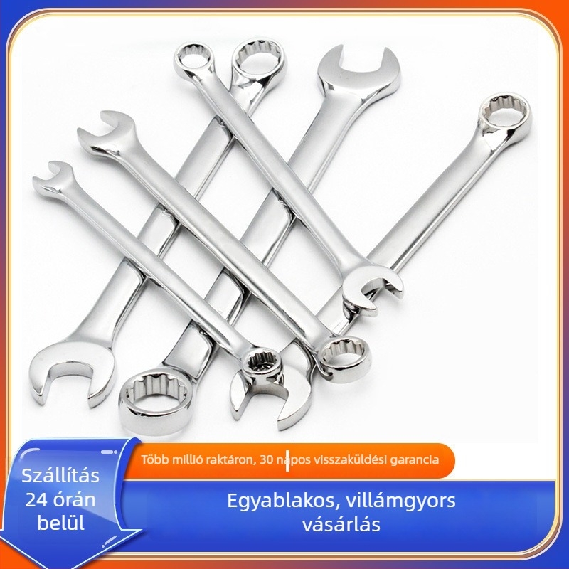 Kézi kettős funkciójú kulcs nyitott végű, 12 mm, acélból, autójavítási szerszám, kattogó kulcs