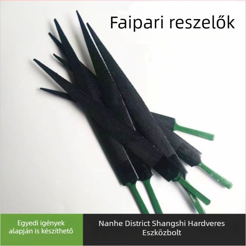 Mahagóni faragófájlok fekete hegyű kivitelben, faragáshoz, méretek 8/10/12 hüvelyk