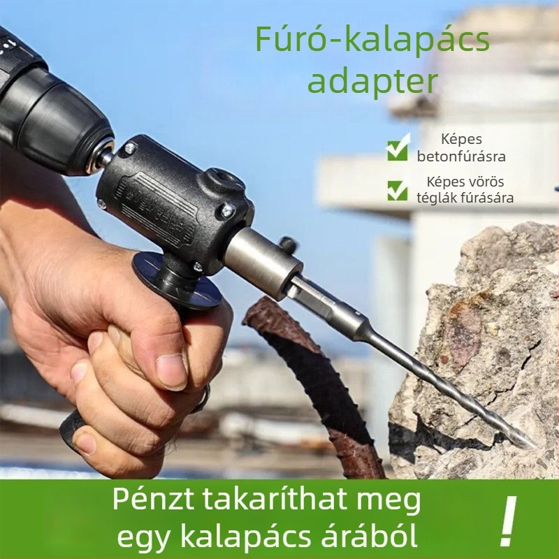Fúró átalakítófej ütvefúró/kalapácsfúróvá, könnyű, kompakt, nagy teljesítményű, otthoni használatra, beton és cement falak fúrásához.