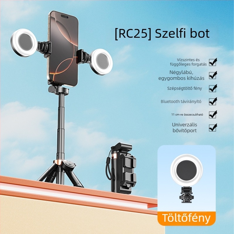 RC25 Mini Hordozható Okostelefon Selfie Bot Négylábú Állvánnyal