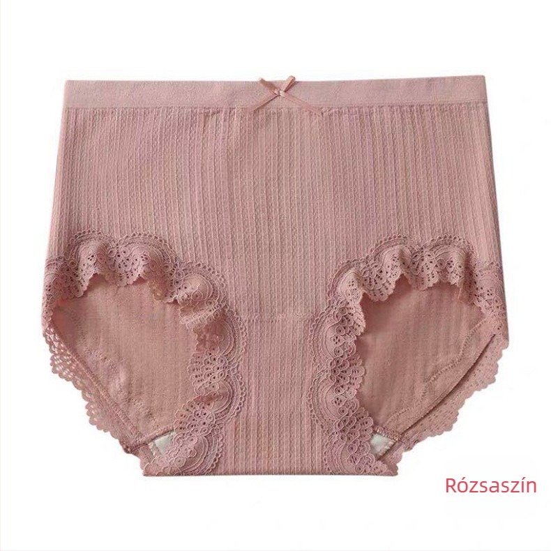 Sima varrás nélküli női fehérnemű, egyszínű, plusz méret, középmagas derekú, csipkés szegéllyel, háromszög fazon
