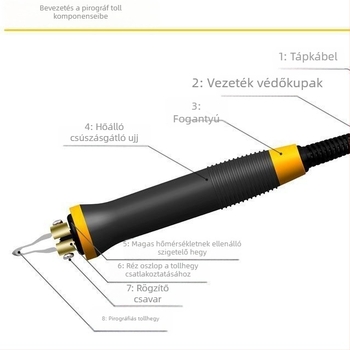 Állítható hőmérsékletű elektromos pyrográfpisztoly fa- és tök felületekhez