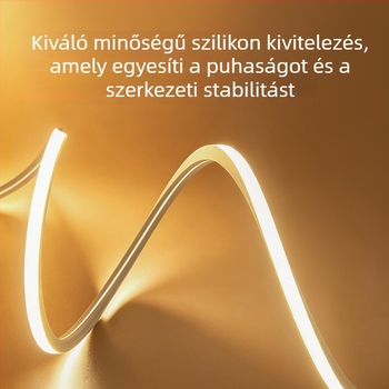 Rugalmas szilikon LED-szalag lineáris megvilágításhoz, alumínium csatornás beépített kivitel nappaliba, nagy fényerő